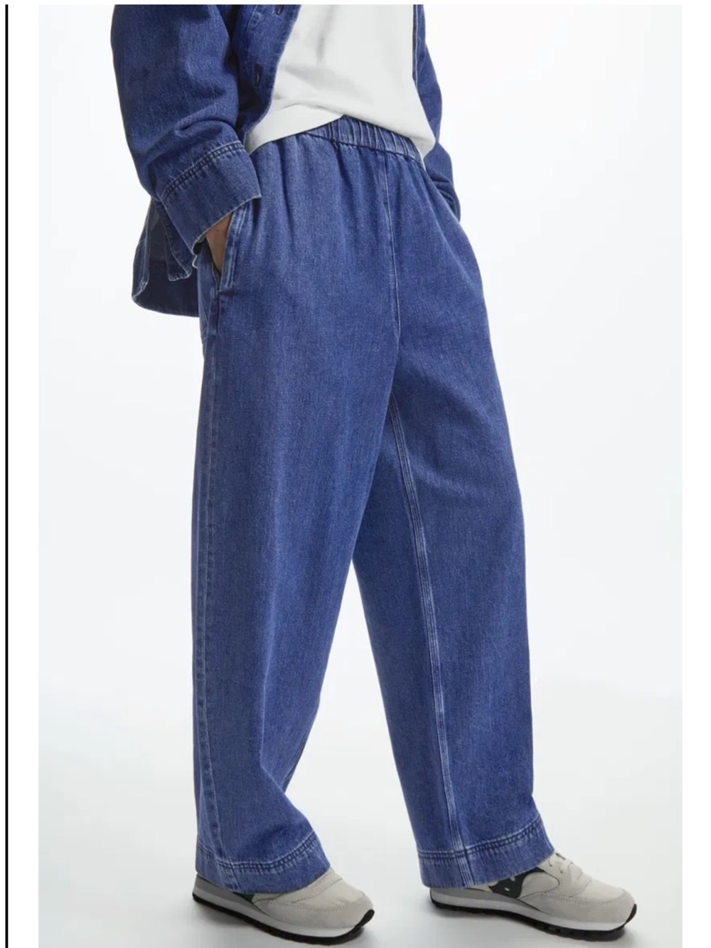 COS Elastic-Waist Denim Trousers - Blue size Small